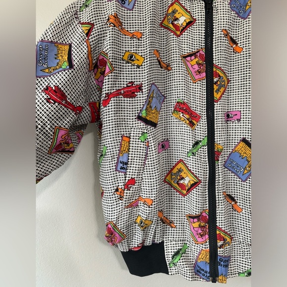 Vintage 90s scarf silk print bomber Jacket well traveled jacket size med… - Picture 2 of 8